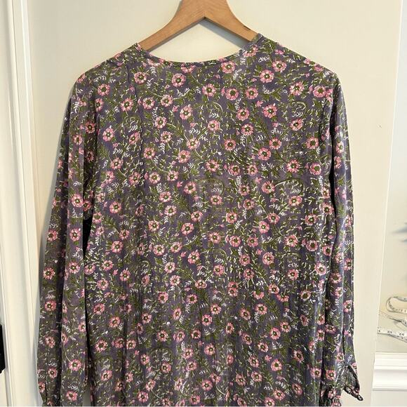 Emerson Fry India Collection Blue Green Pink Cotton Maxi Dress Medium - Picture 6 of 16